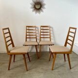 Set of 4 Scandinavian design beech chairs from the 70s vintage