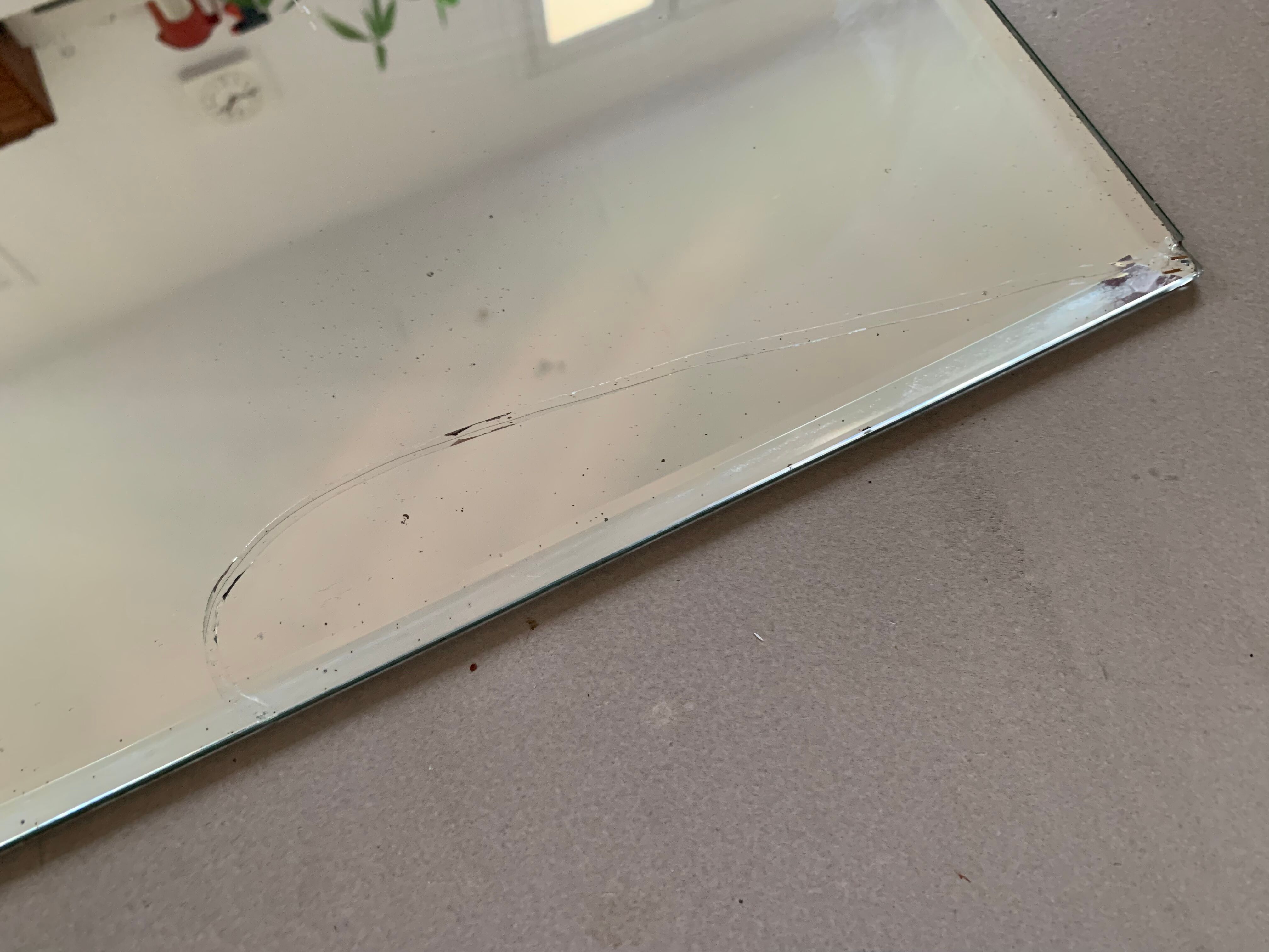 Antique beveled stitched mirror 38x54cm