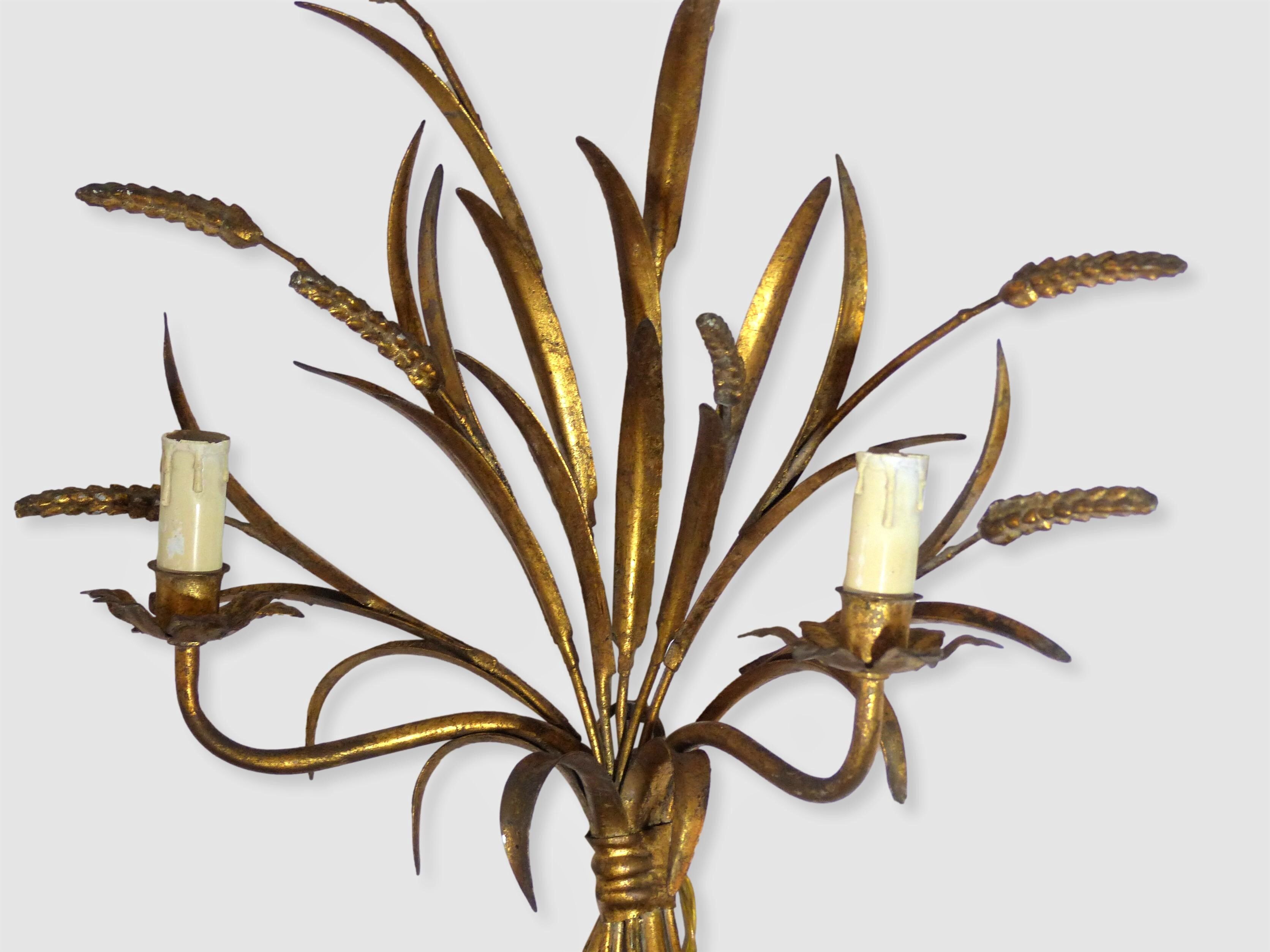 Pair of wall lamps sheaves of golden wheat