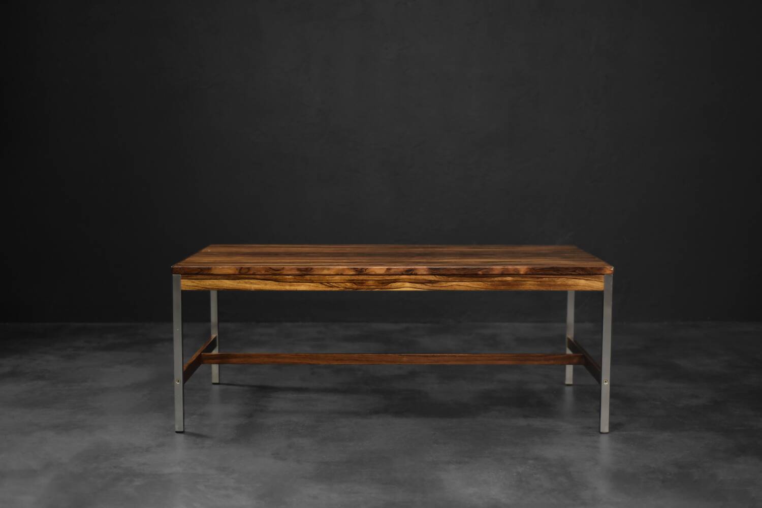 Large Vintage Mid-Century Modern Swedish Rosewood & Aluminium Coffee Table f
