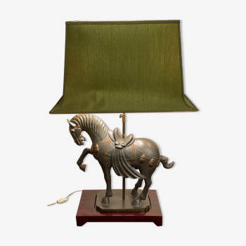 Lampe vintage cheval  en étain