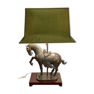 Lampe vintage cheval  en étain