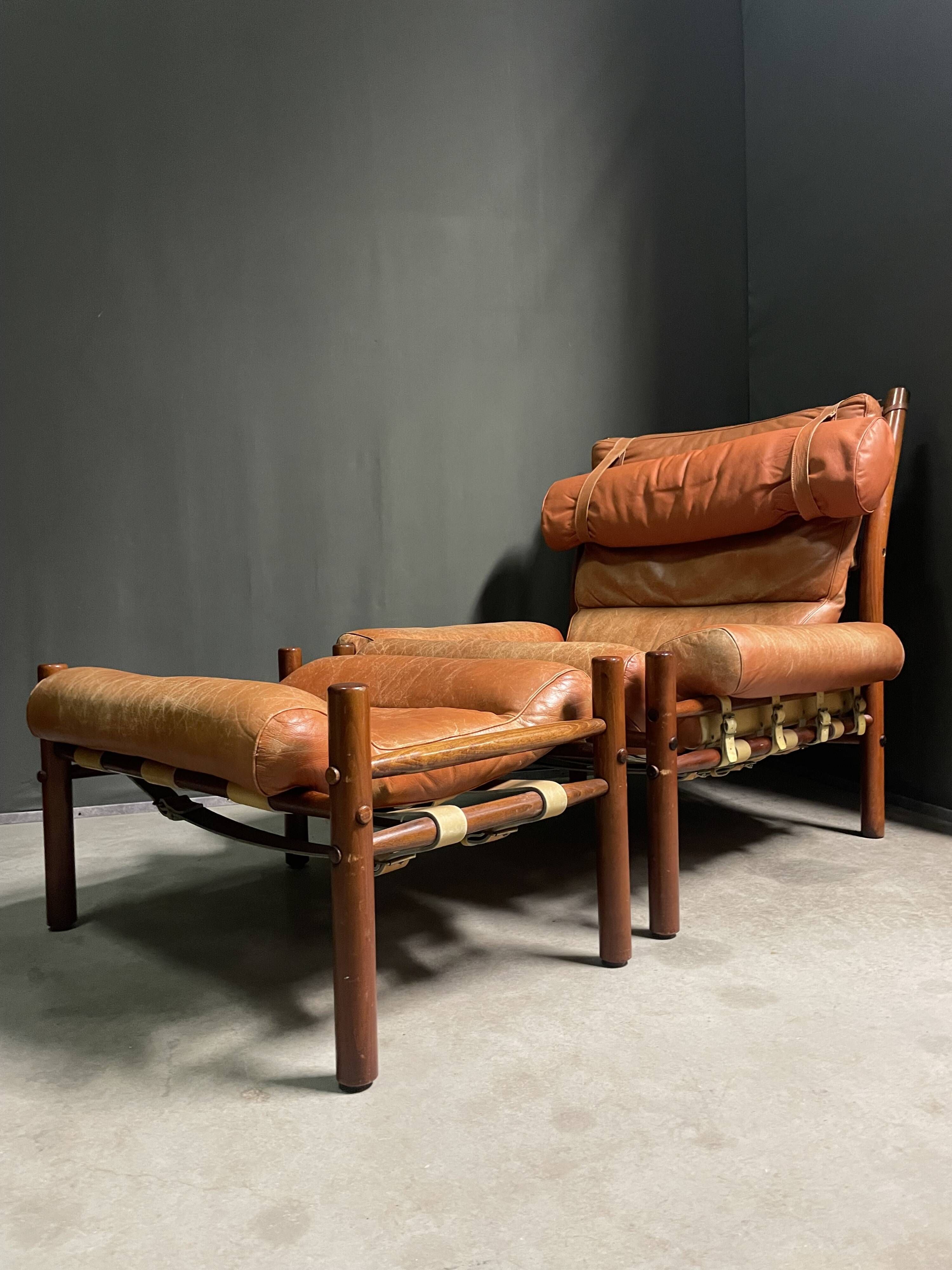 Arne Norell Inca Lounge Chair and footstool Sweden 1960's