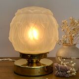 Vintage art deco globe table lamp in frosted glass