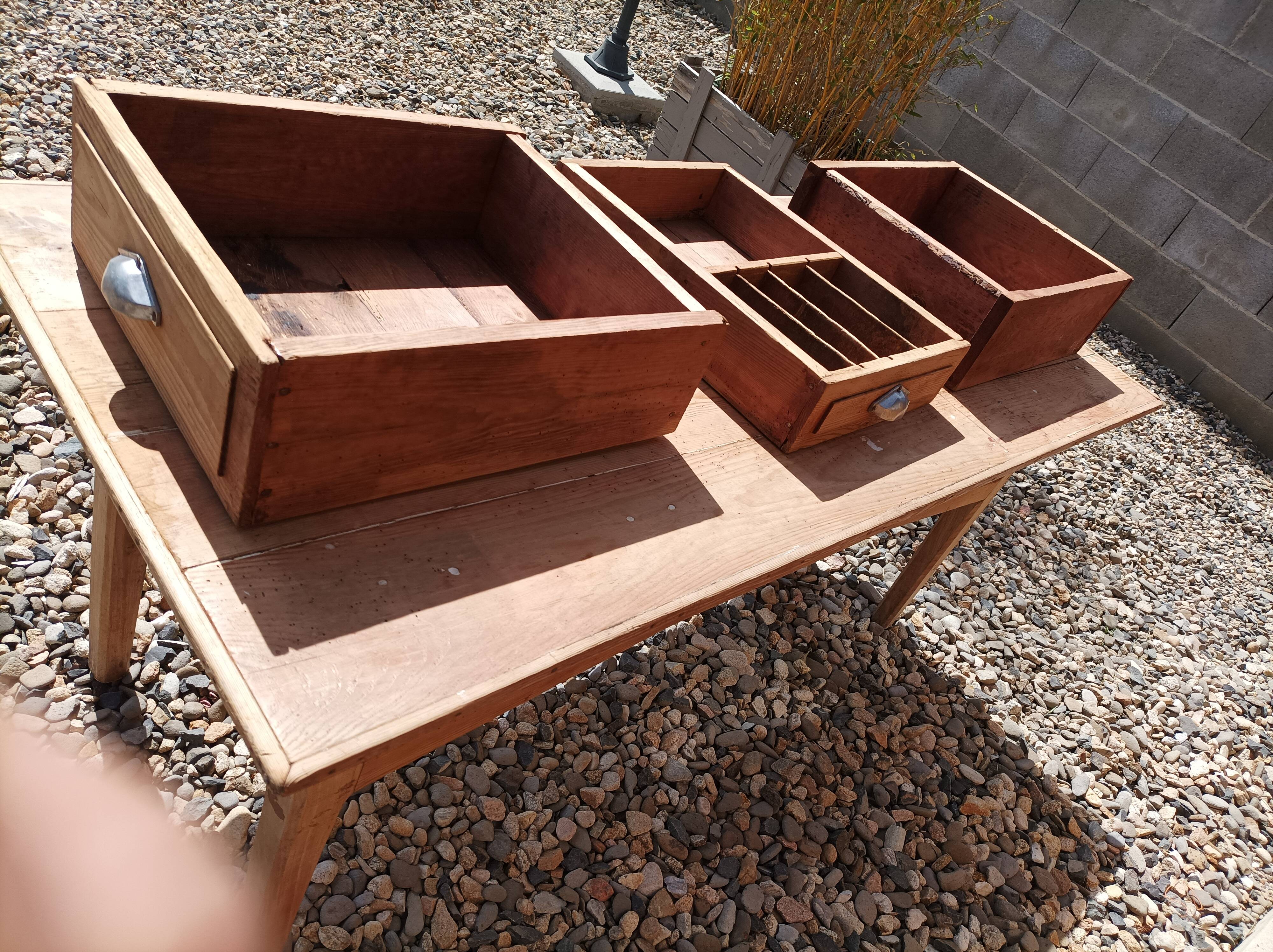 Old fir table 3 drawers