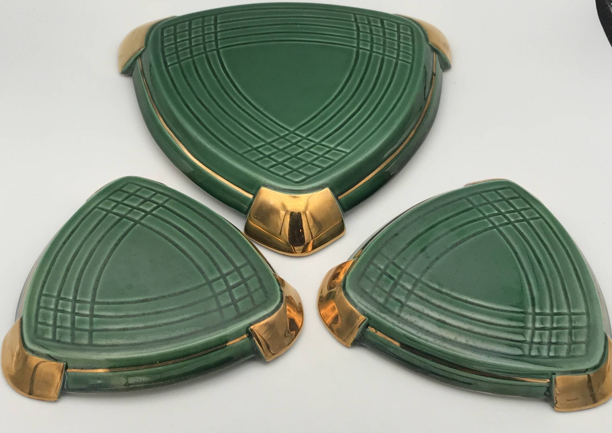 Set of 3 ART CERAMIC TRIVETS and BOTTLES by Poët Laval