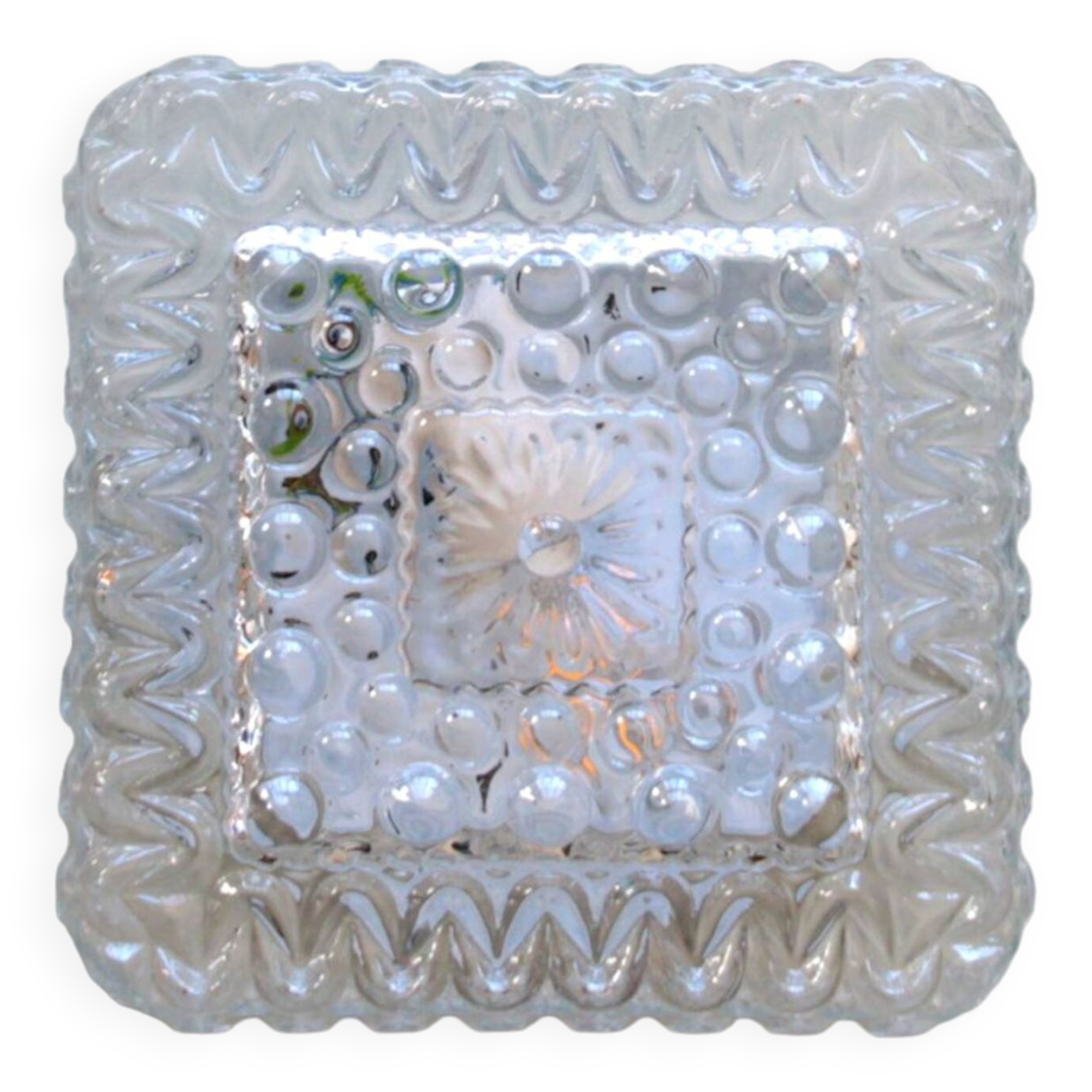 Small square ceiling light wall light in minimalist glass 1970 1980 seventies eighties LAMP-5046