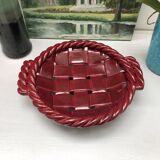 Woven ceramic basket signed France FPP Vallauris