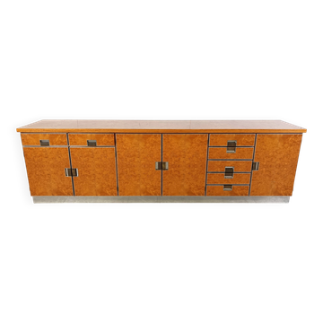 Vintage Italian burl wood credenza, 1970s