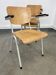 Set of 3 school armchairs light wood white steel 1980s Netherlands