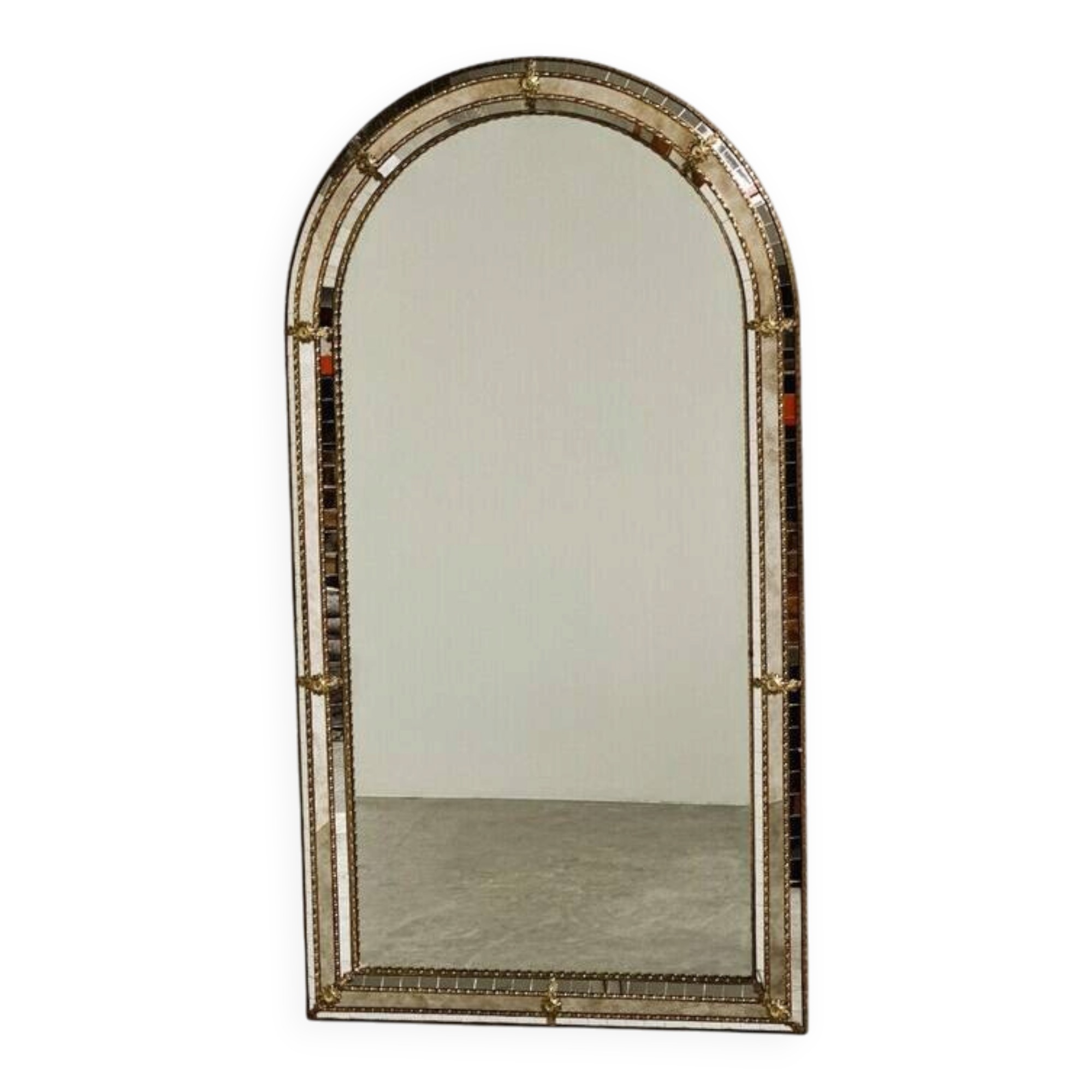 Vintage Spanish Mosaic Mirror with Arched Top – 1970s