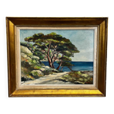Tableau paysage méditerranéen Henriette Le Béchec - huile sur toile vintage