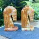 Pair of onyx horse bookends from the 1960s, vintage Italy.