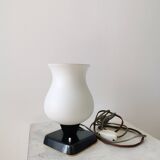 Mid Century Opaline Glass Table Lamp: Retro Bedside Lighting, 1960s Yugosla