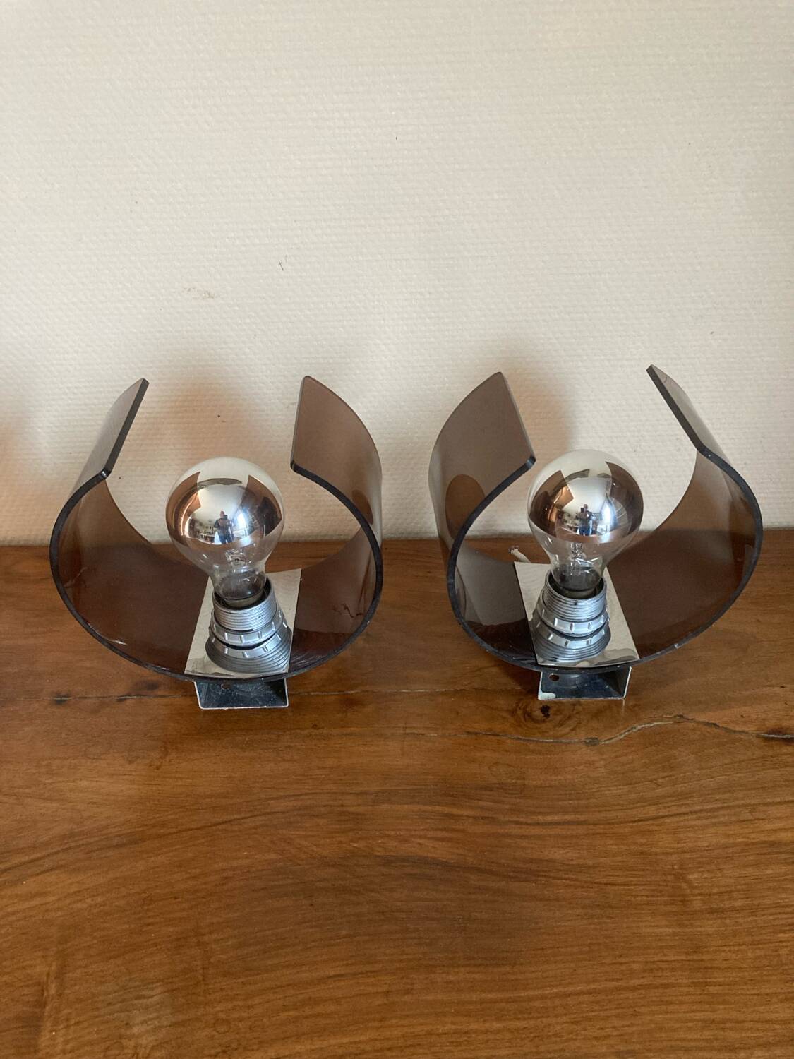 Plexiglass wall lights 1970