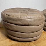 Pair of De Sède patchwork leather poufs
