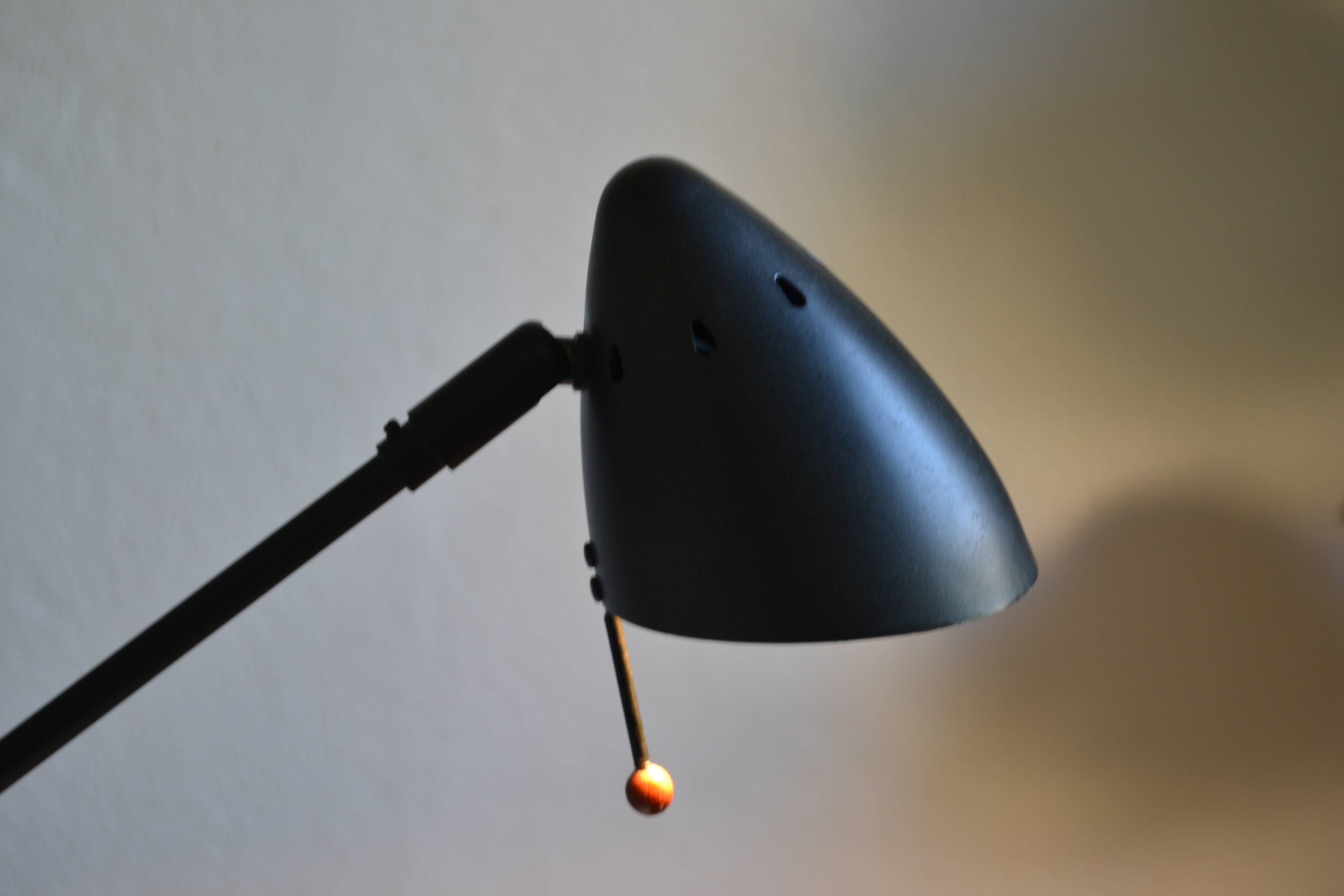 Vintage postmodernist metal and wood table lamp from the 1980s