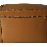 Malle bombée ancienne en bois et simili cuir marron