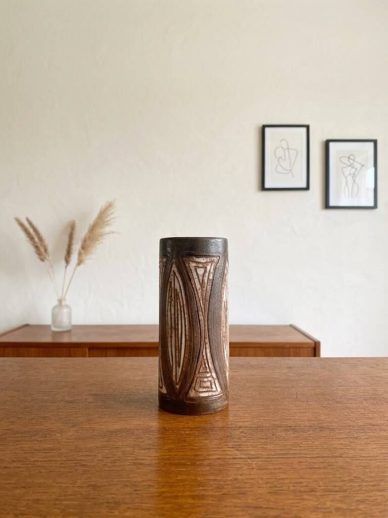 Small soliflore vase in glazed ceramic by Alexandre Kostanda – Vallauris,