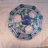 Lidded pot, Chinese ceramic urn celt decoration, blue and lilac