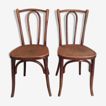 Paire de chaises bistrot bois courbé Fischel