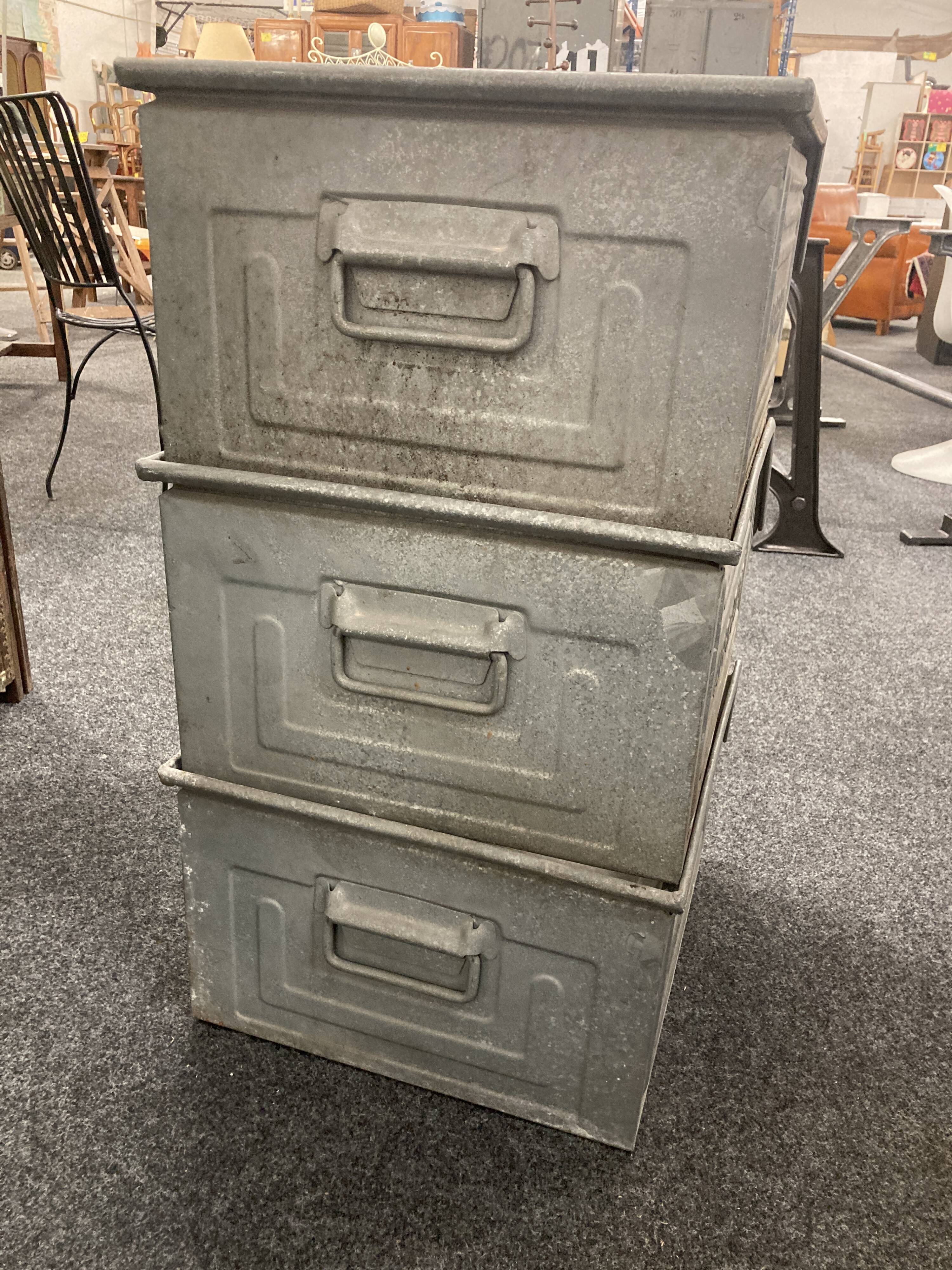 lot of 3 galvanized industrial cassier schafer kasten