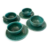 Lot 4 tasses et assiettes à café vertes céramique