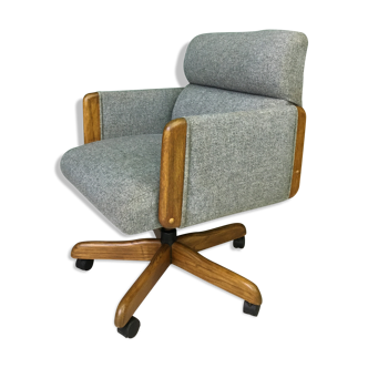 Danish Vintage Unique Office Desk Grey Swivel Chair Armchair