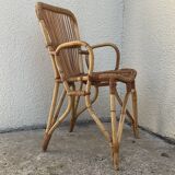 Chair and armchair in vintage rattan 1950