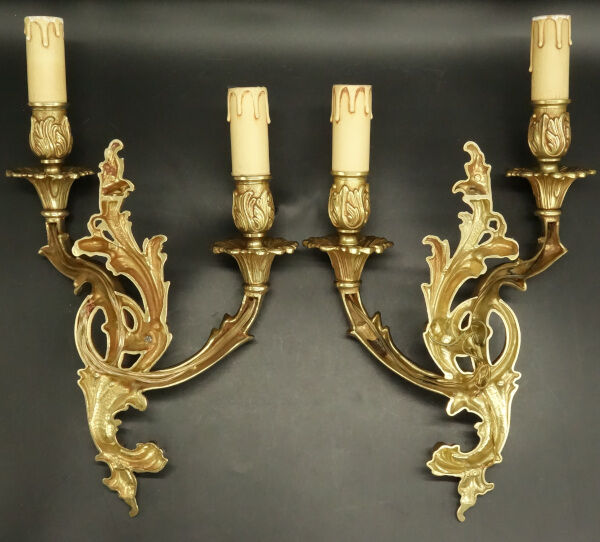 Pair of Rocaille, Rococo style sconces