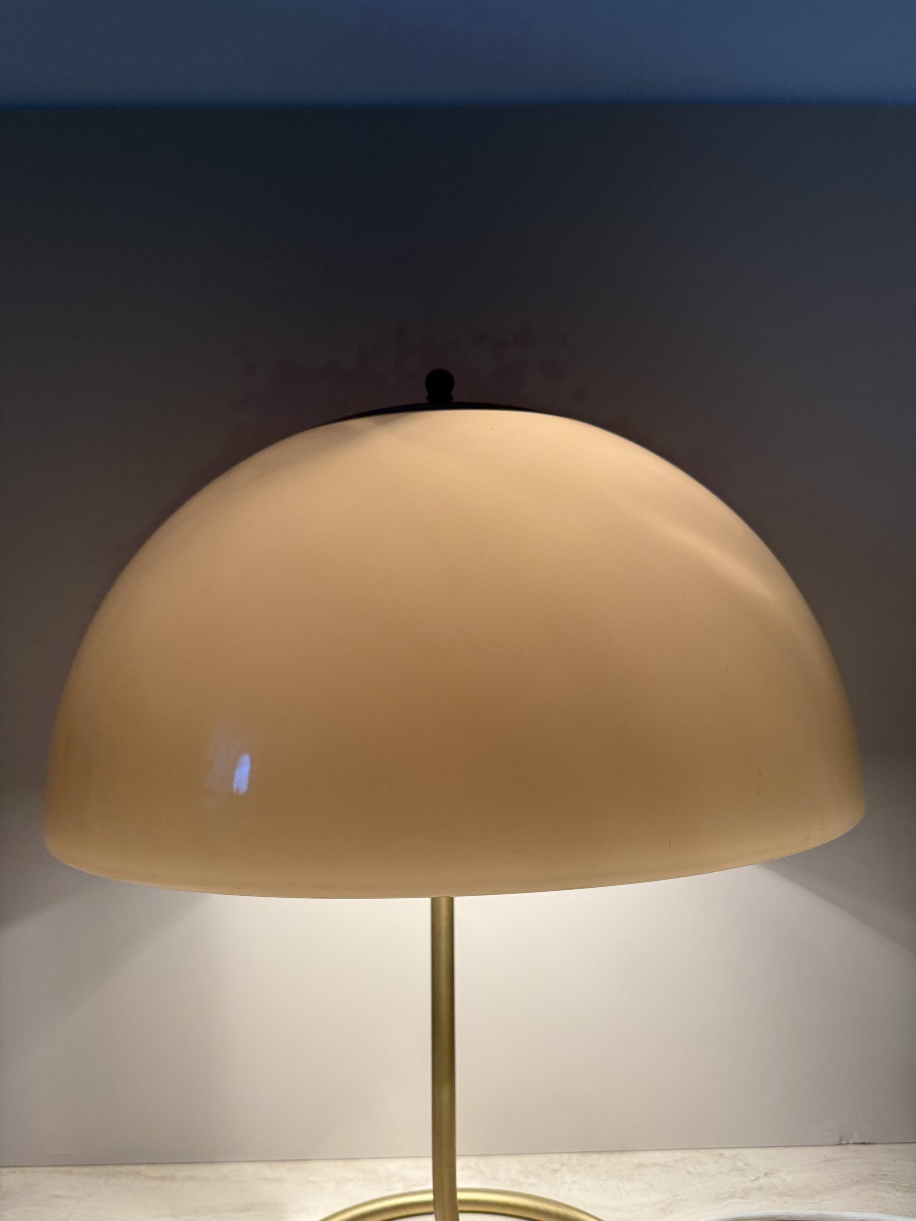 Vintage Mushroom table lamp with gold metal base , 1970s