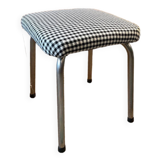 Vintage chrome and houndstooth fabric stool