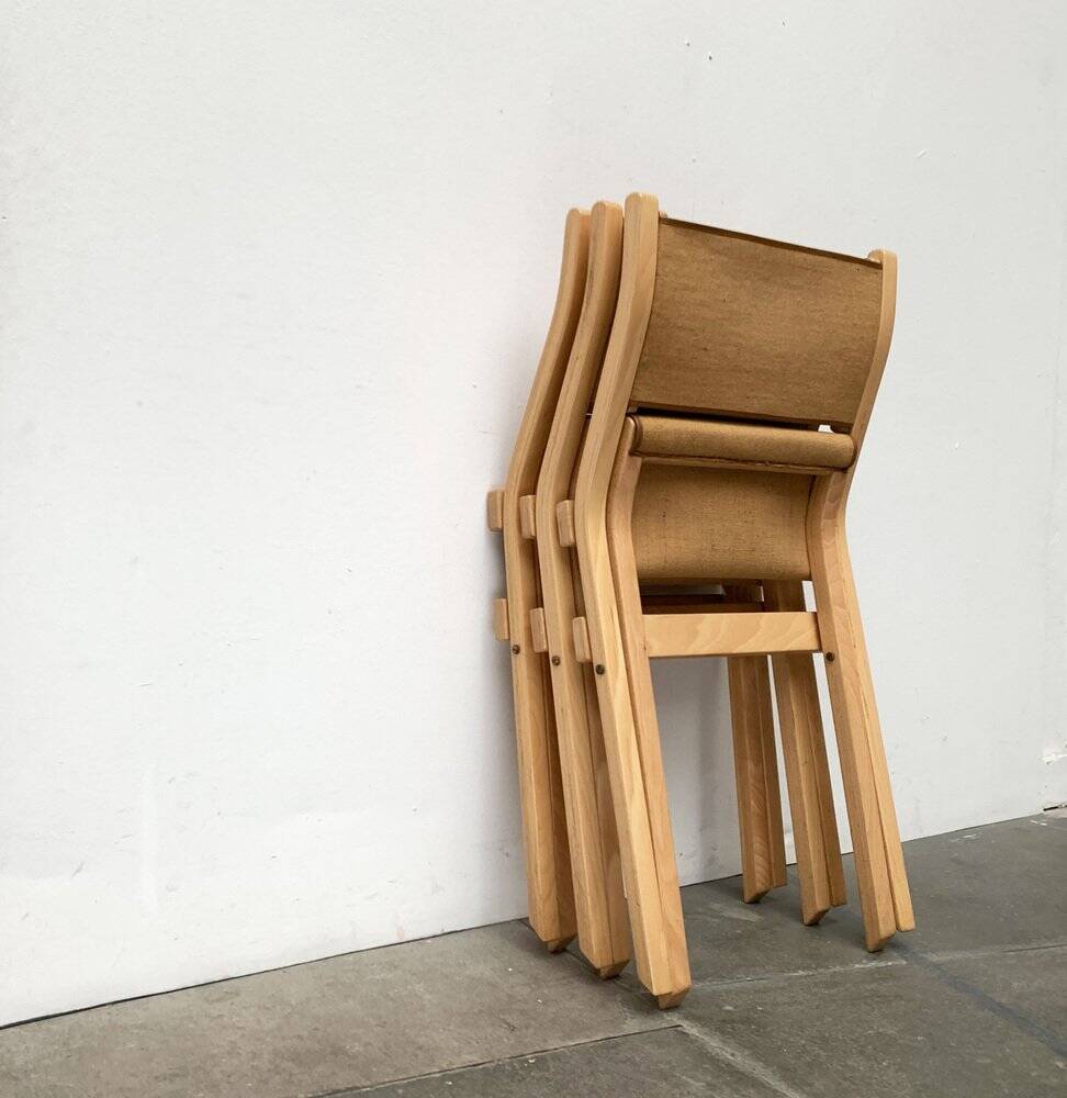 Vintage Italian folding chairs by Ilmari Tapiovaara for Olivo Italy, set of 3.