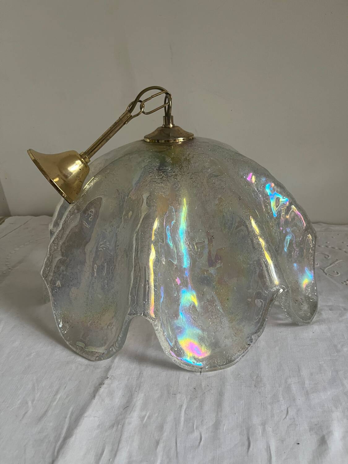 Suspension fleur irisée dans le goût de Kaiser Leuchten, 1960