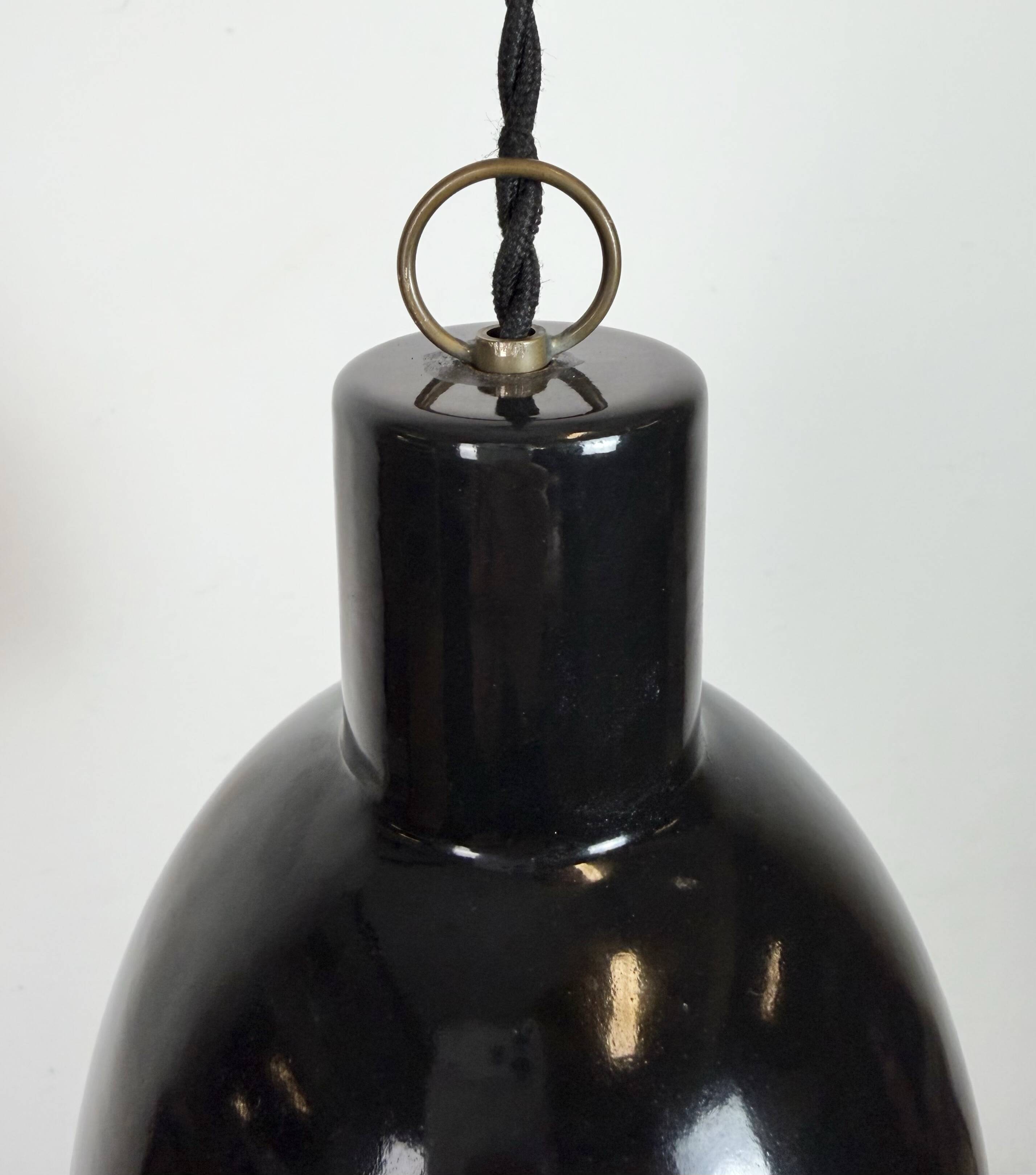 Small Industrial Black Enamel Ceiling Lamp, 1950s