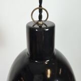 Small Industrial Black Enamel Ceiling Lamp, 1950s