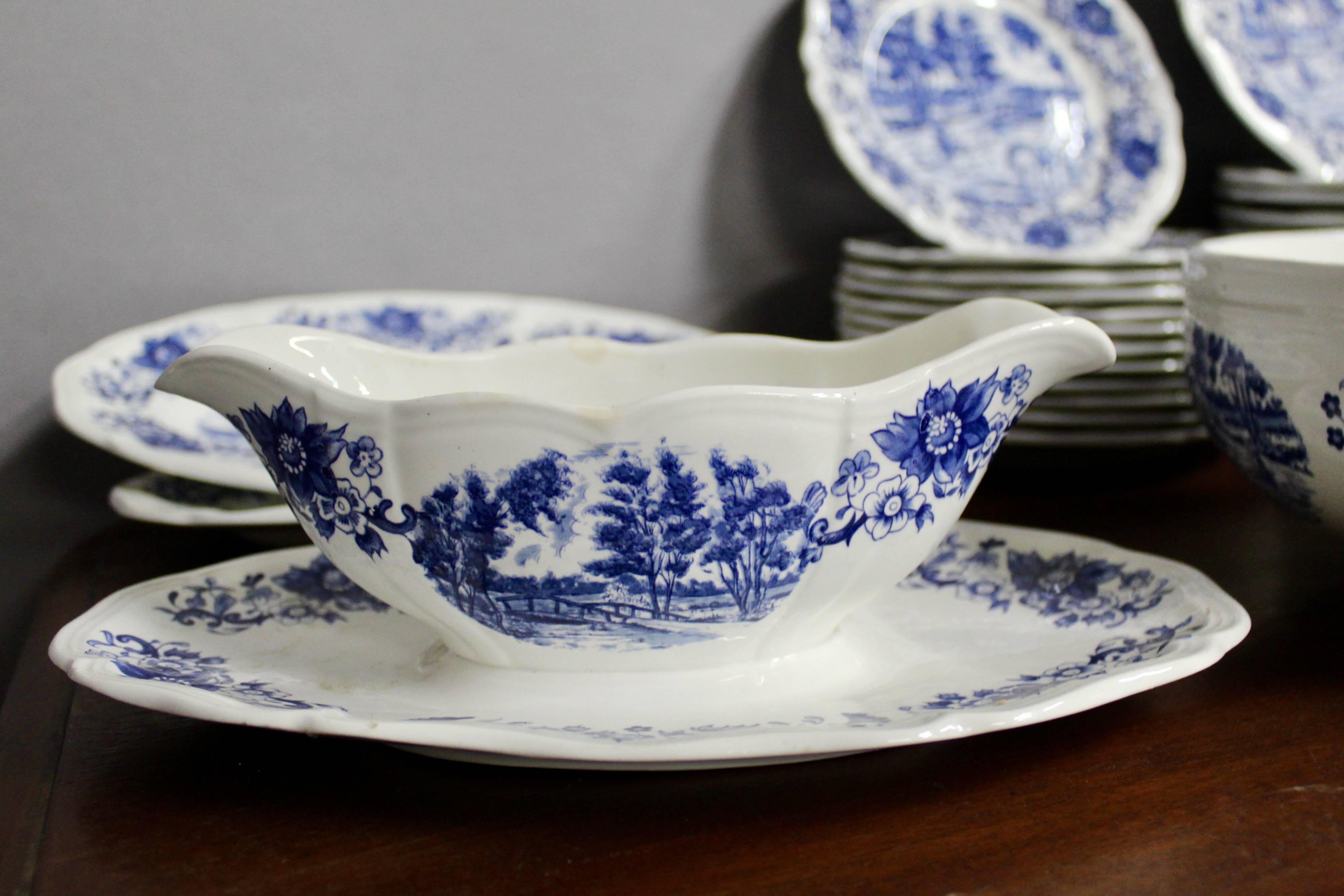 Derby Sarregemines 52-Piece Dinnerware Set, Deep Blue