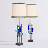 Pair of Mid-century Modern Iron and Glass Table Lamps by Svend Aage Holm Sørensen