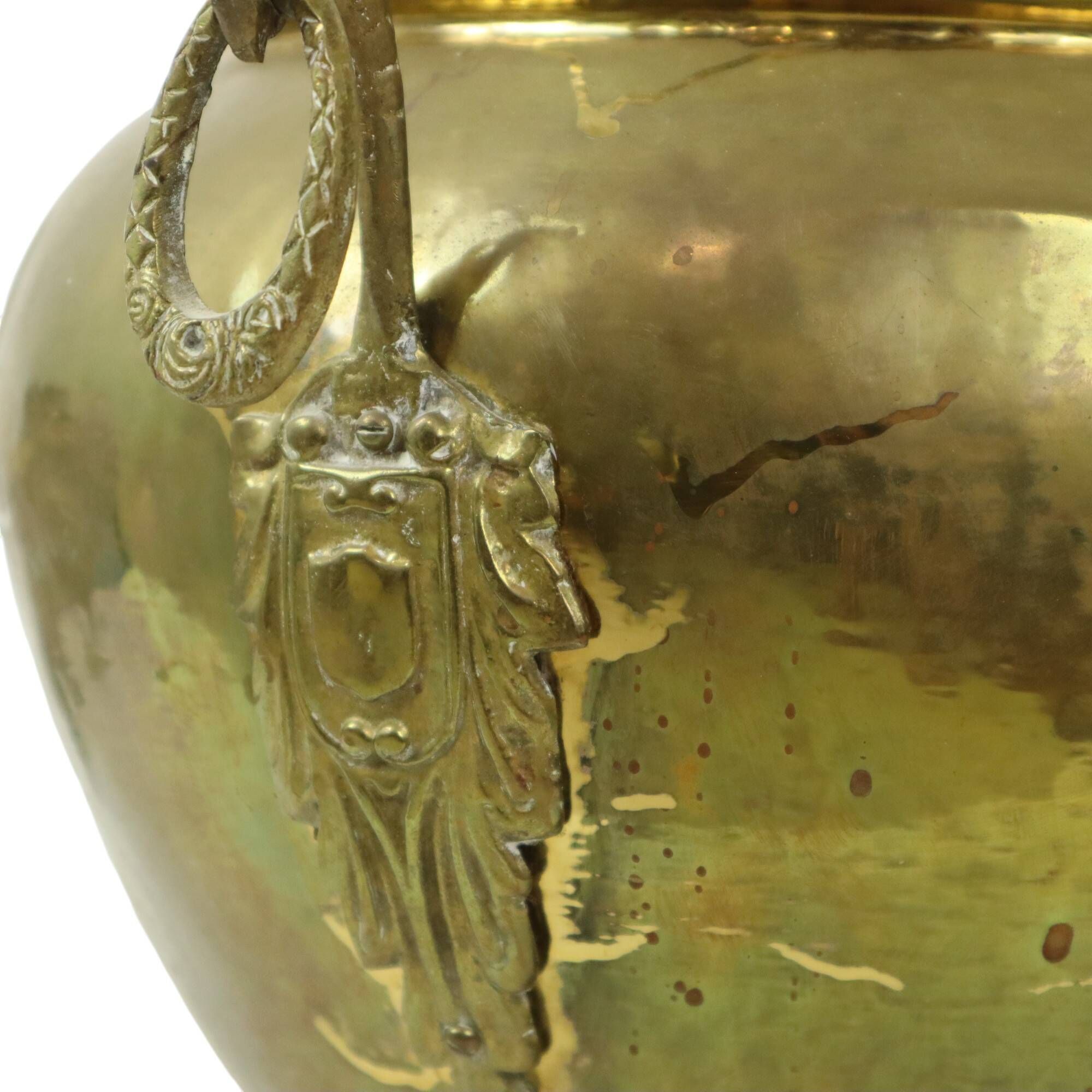 Antique French Jardinière Flower Pot Brass Early 20th Century