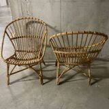 Pair of rattan armchairs