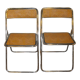 Pair of vintage folding chairs with caning 70