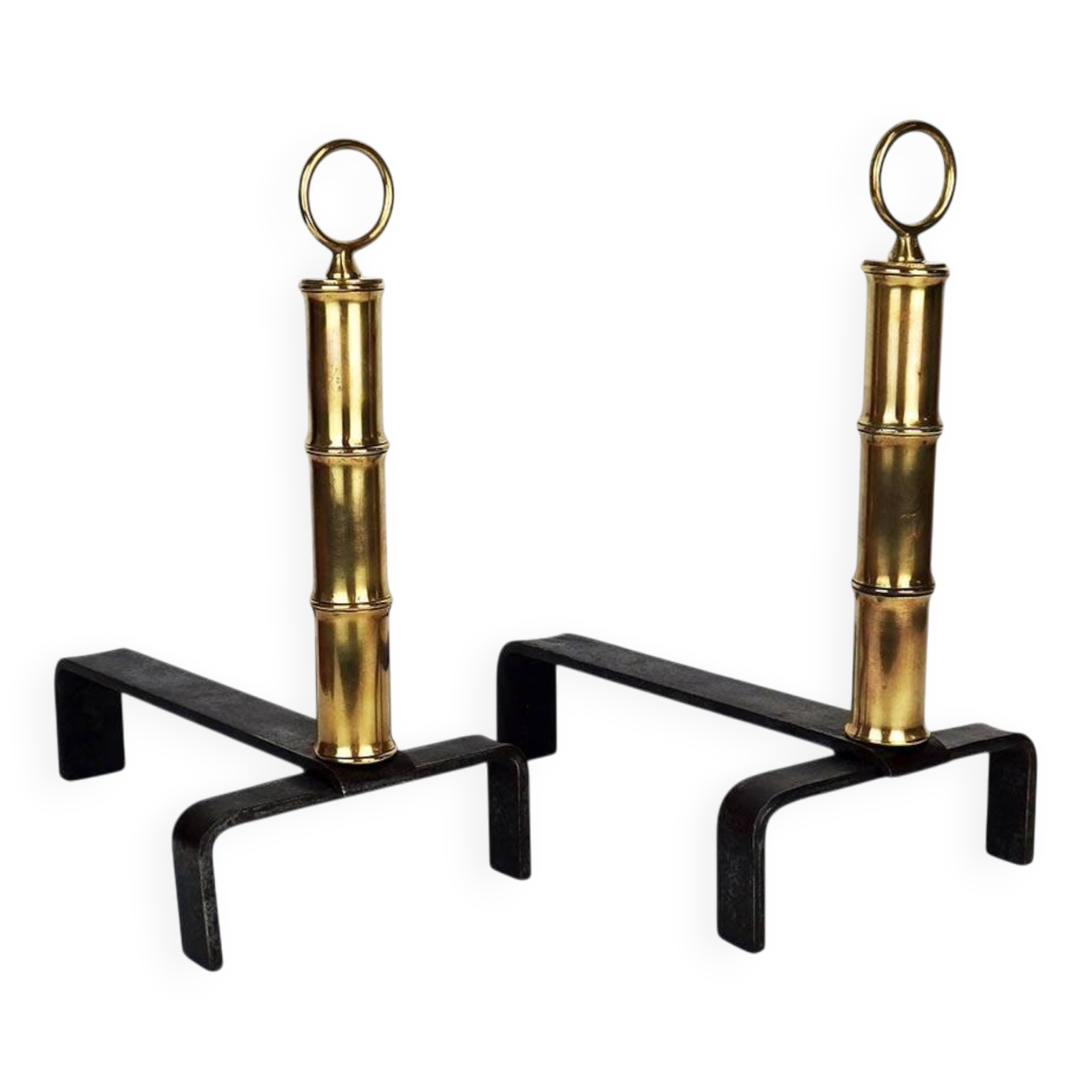 Pair of andirons by Jacques Adnet