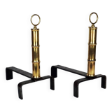 Pair of andirons by Jacques Adnet