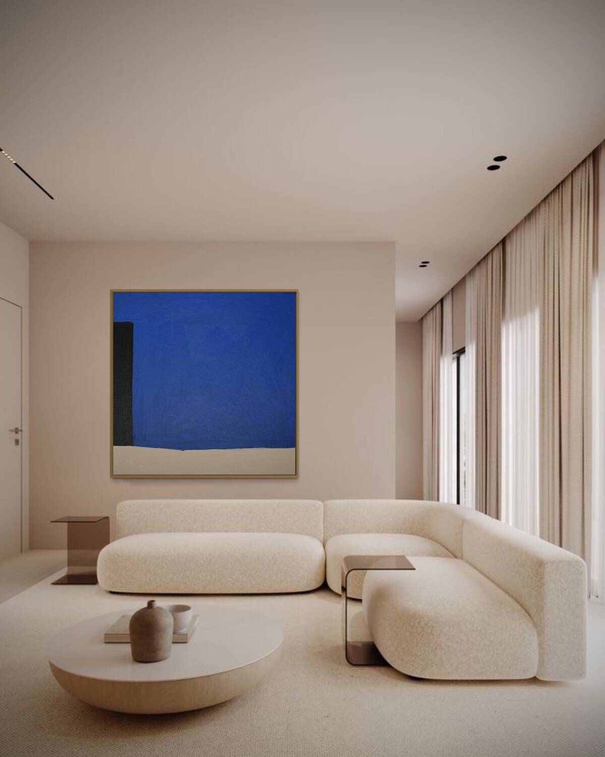 Original cobalt blue trio painting by Bodasca 80x80cm
