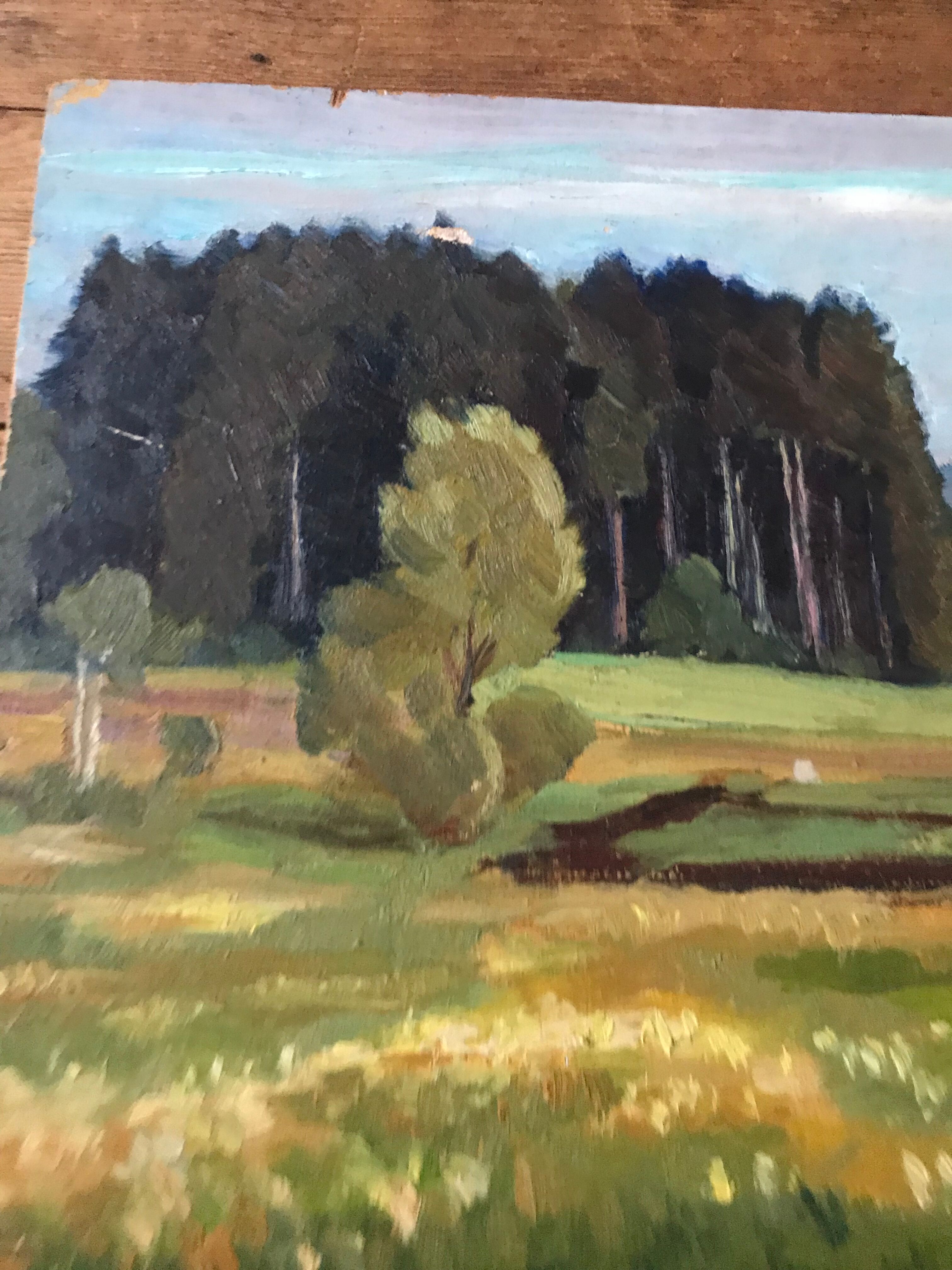 Huile paysage vintage