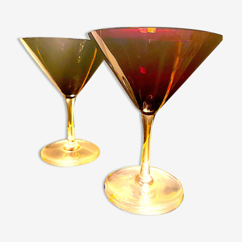 Duo de verres en cristal rouge: Martini, cocktail, champagne...