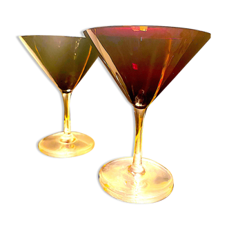 Duo de verres en cristal rouge: Martini, cocktail, champagne...