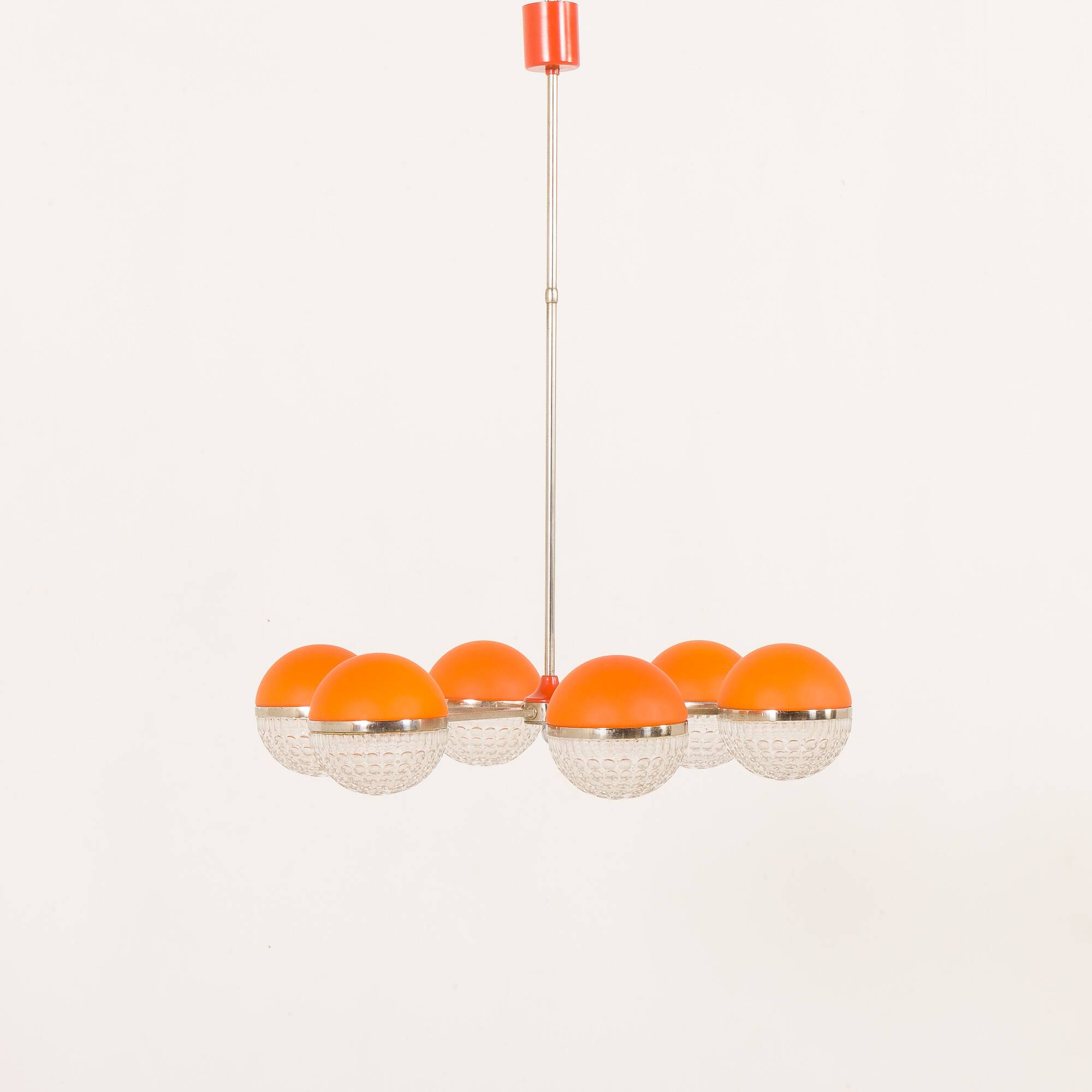 Italian Space Age chandelier with crystal glass shades, 1970s