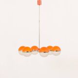 Italian Space Age chandelier with crystal glass shades, 1970s