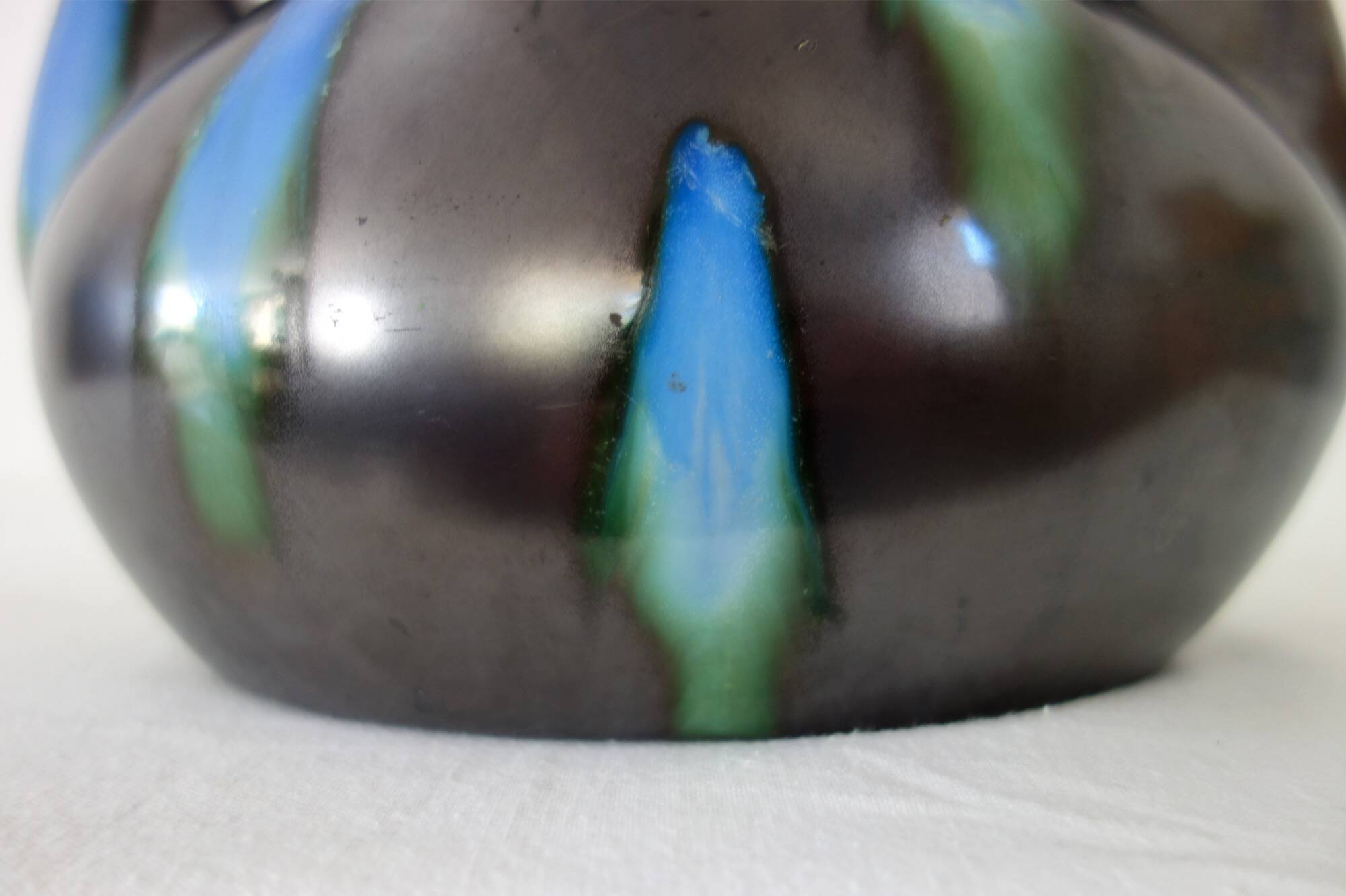 Flamed ceramic vase signed De Bruyn Five Lille